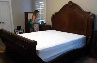 Dream fit mattress protector on sleigh bed
